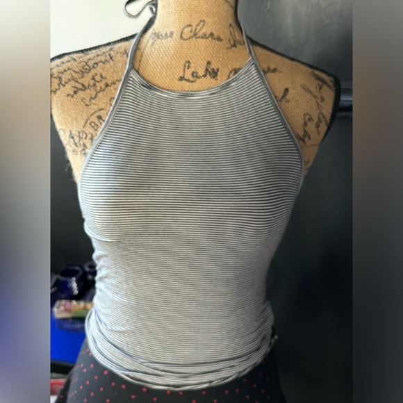 Black and white striped halter top - Picture 1 of 2